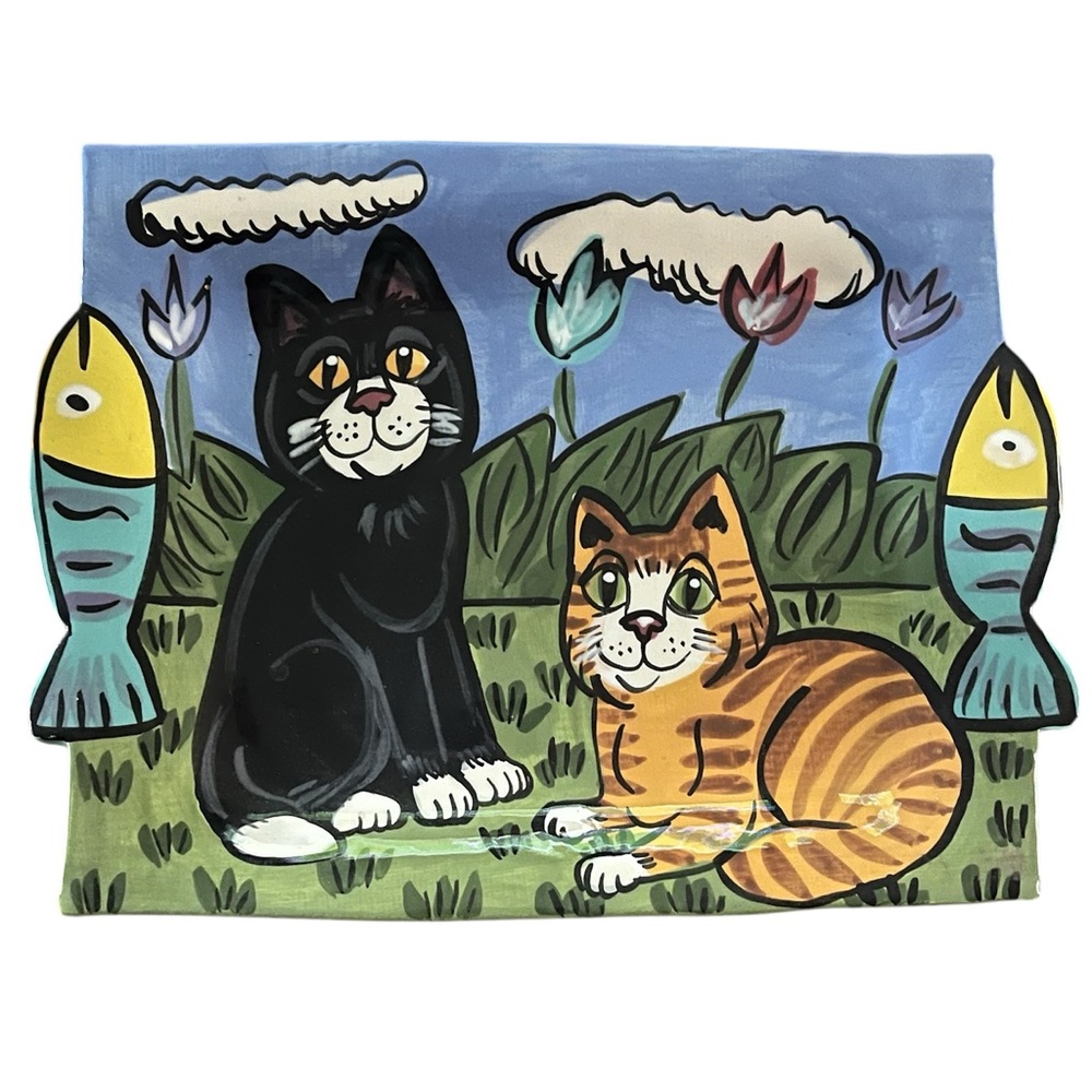 Hand-Painted Cat Plate